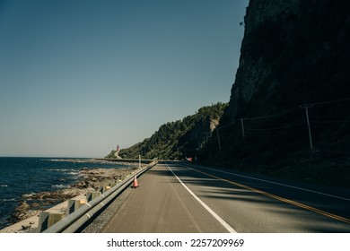 Highway along St. Lawrence river shore in Quebec. High quality photo - Shutterstock ID 2257209969