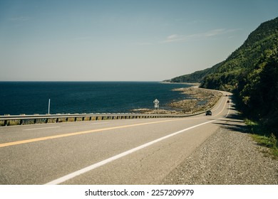 Highway along St. Lawrence river shore in Quebec. High quality photo - Shutterstock ID 2257209979