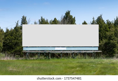 Highway Billboard With Grass And Trees Background