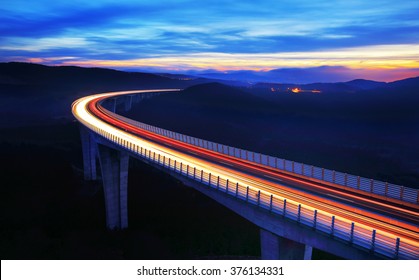 Highway Bridge At Dusk