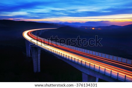 Highway bridge at dusk