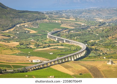 Highway bridge on pillars in Sicily