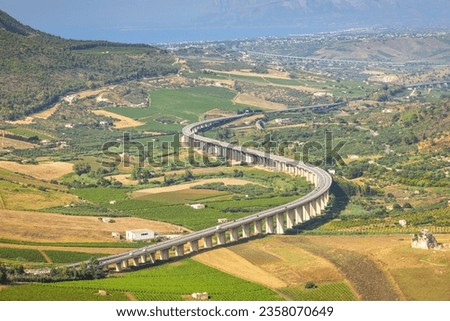 Highway bridge on pillars in Sicily