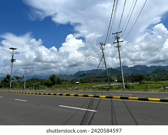 the highway is empty of vehicles