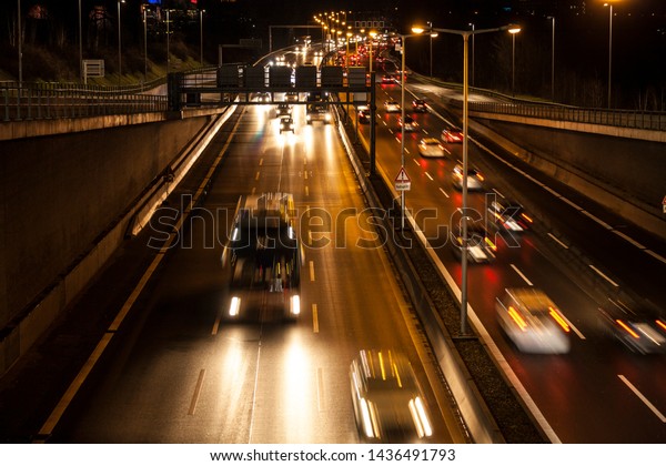 Highway in evening in\
Berlin