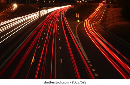 A Highway Exit At Night