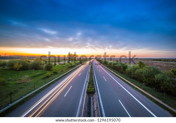 A highway in Germany in\
the evening