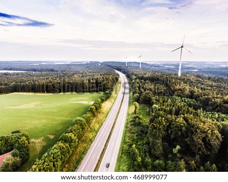 Similar – Foto Bild aerial view of wind turbines field energy