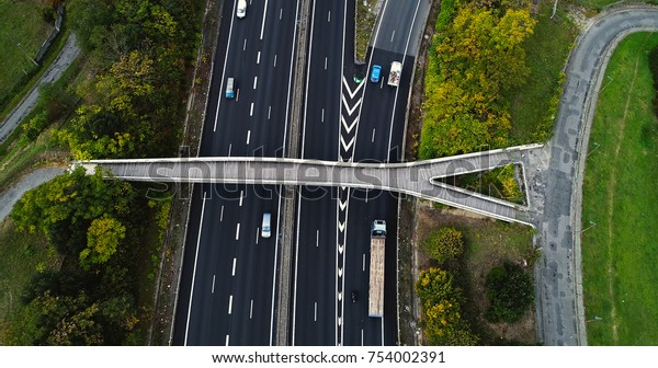 highway interchange in aerial\
view