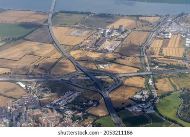 Highway Interchange Aerial View In Portugal Lisbon Area