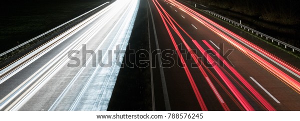 Highway lights at\
night