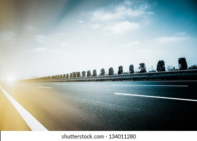 Highway And Modern Bridge Of City,blue Toned.