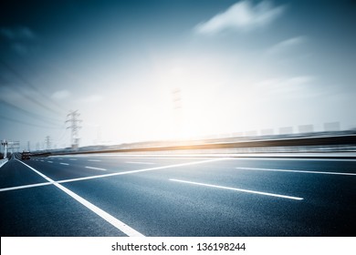 Highway And Modern Bridge Of City,blue Toned.