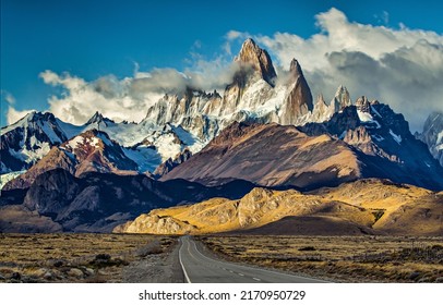 Highway to the mountain peaks. Mountain highway rod landscape. Mountain range landscape. Road in mountain valley