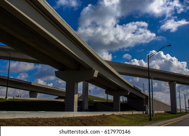 Highway On Ramp, Overpass In A Tropical Place Mid Day