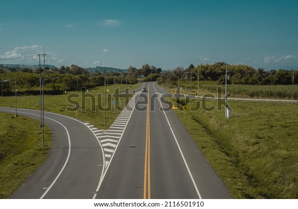 Highway on a sunny day.\
Travel concept.