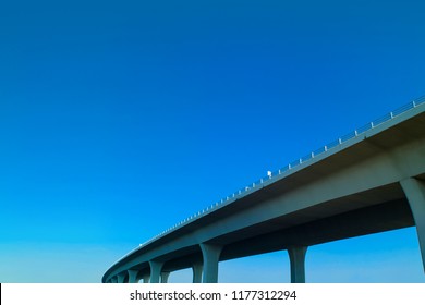 Highway Overpass in Florida with Blue Sky in Background