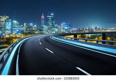 Highway overpass motion blur with city background . - Powered by Shutterstock