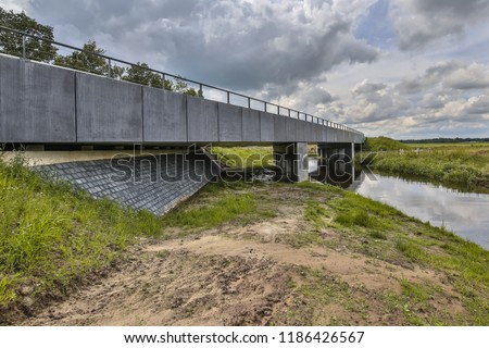 Highway River bridge with wildlife underpass to prevent habitat fragmentation by infrastructure