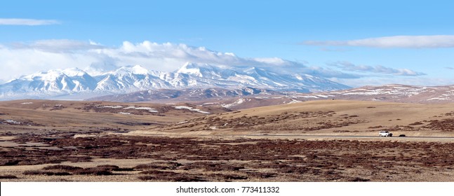 Highway Road And Himalaya Mountan Landscape In Ngari Prefecture, Tibet Autonomous Region Of China