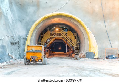 Highway road tunnel construction new  tunnel    Construction site the new tunnel for the motorway tunnel under the Taurus Mountains the border between Antalya city Mersin