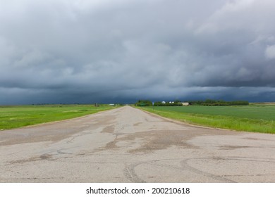 highway with storm clouds