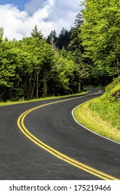 The Highway Through The Natural Forest Of The Great Smoky Mountains National Park