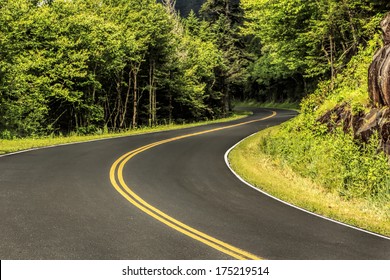 The Highway Through The Natural Forest Of The Great Smoky Mountains National Park