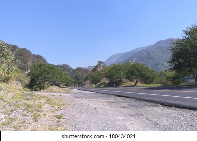 Highway Through Sierra Madre Mountains Of Jalisco Mexico At Bridge Crossing