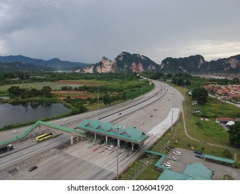 Highway And Toll Booth Aerial View 