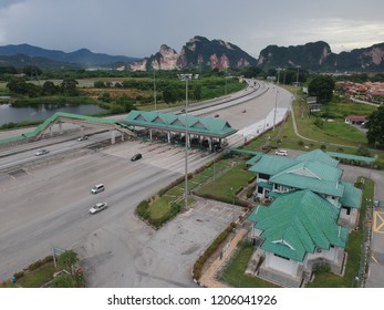 Highway And Toll Booth Aerial View 