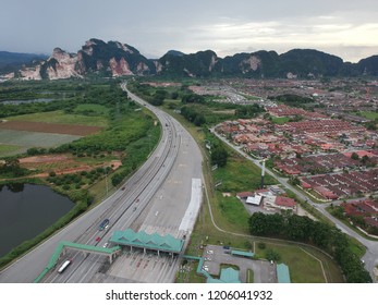 Highway And Toll Booth Aerial View 