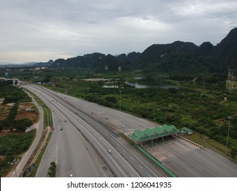 Highway And Toll Booth Aerial View 