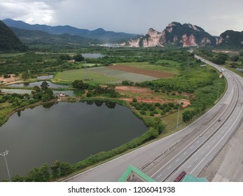 Highway And Toll Booth Aerial View 