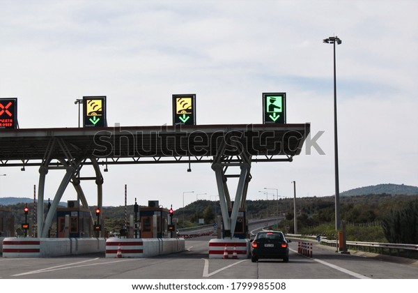 Highway\
tolls in Peloponnese, Greece, November 16\
2019.