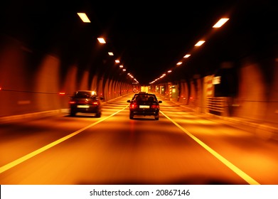 highway tunnel at night