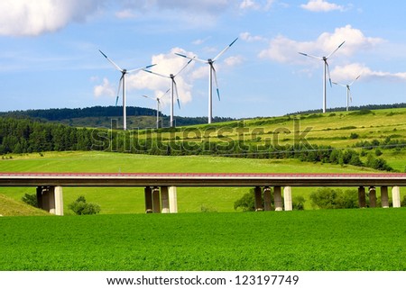 Highway and wind turbines
