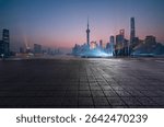 The highways and roads along the skyline of Lujiazui New City CBD in Shanghai China
