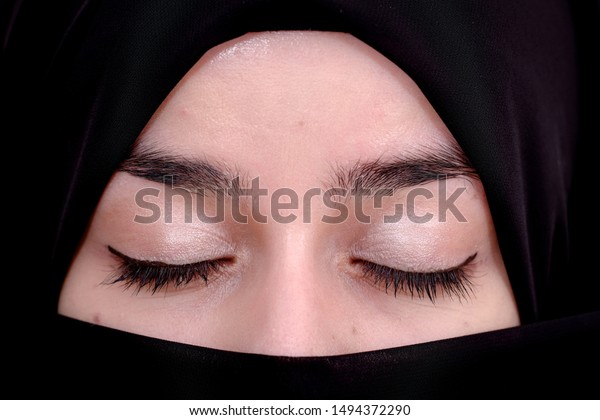 Hijab Muslim Womans Eyes Wide Shut Stock Photo Edit Now