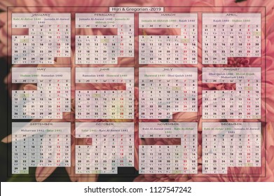 Hijri And Gregorian Calendar 2019