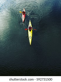 Hike along the river kayaking. - Shutterstock ID 592731500