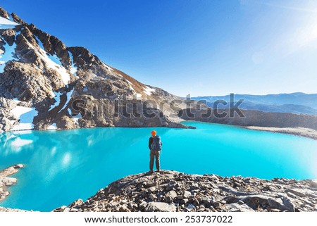 Similar – Foto Bild Der Mount Fitz Roy in der goldenen Stunde über dem blauen Himmel