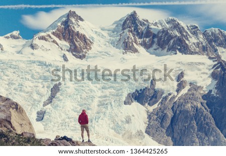 Similar – Foto Bild Der Mount Fitz Roy in der goldenen Stunde über dem blauen Himmel