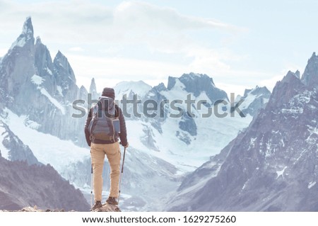 Similar – Foto Bild Der Mount Fitz Roy in der goldenen Stunde über dem blauen Himmel