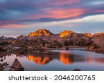 Hike in Wind River Range in Wyoming, USA. Autumn season.