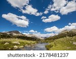 Hike in Wind River Range in Wyoming, USA. Summer season.