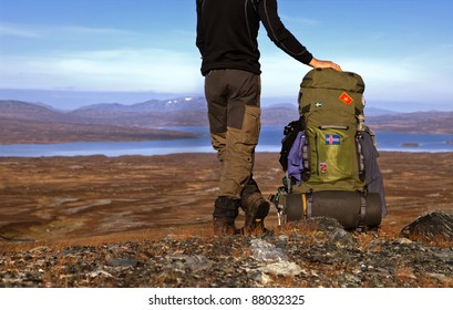 Hiker and Backpack