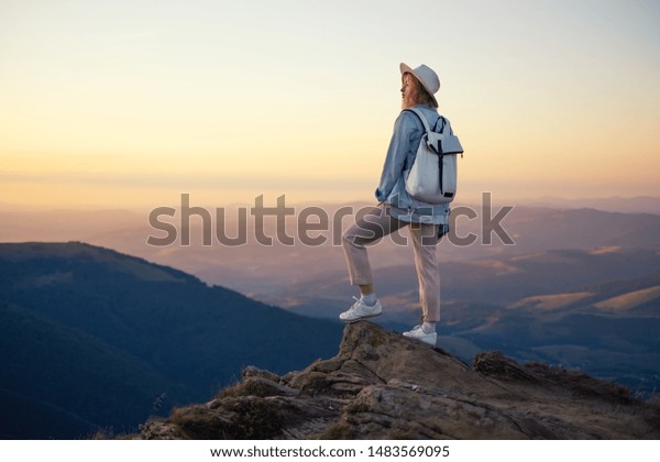 10x15 FT Photography Backdrop Woman Hiker on The Top of a Mountain Hobby Climbing Activity Adventure Trekking Background for Baby Shower Birthday Wedding Bridal Shower Party Decoration Photo Studio