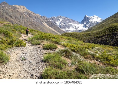 A Hiker In The El Morado Natural Monument In Chile