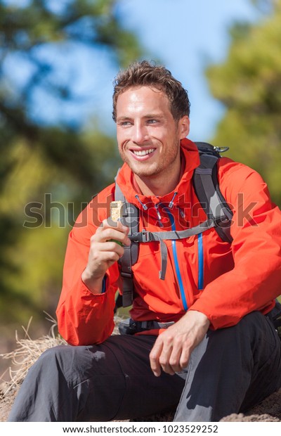 Hiker Man Healthy Outdoor Lifestyle Eating Stock Photo (Edit Now ...